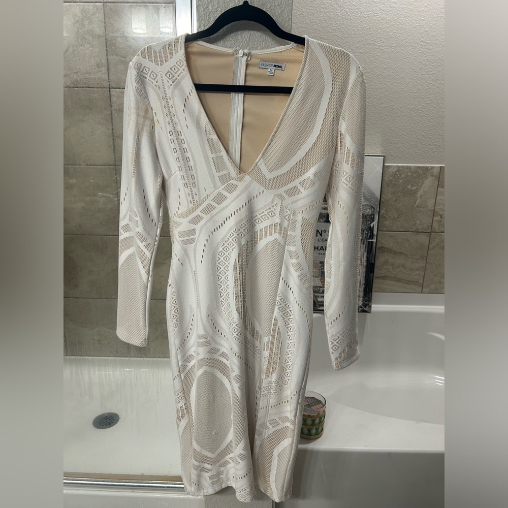 White Midi Long Sleeve Dress